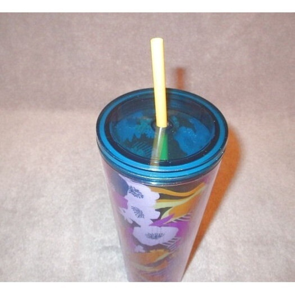 Starbucks Purple Flower Venti Tumbler With Straw Cold Cup 24 oz Hawaiian 2022 - Picture 5 of 9